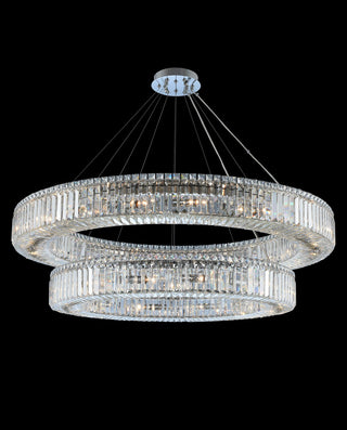 (36+47) Inch Two Rings Crystal Chandelier Modern Living Room Chandelier
