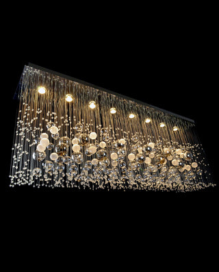 8 Lights Rectangle Modern Ceiling Chandelier 14"W 26"H
