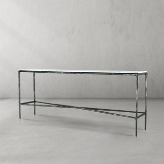 Hand-Forged Metal Rectangle Marble Console Table 60" 72"
