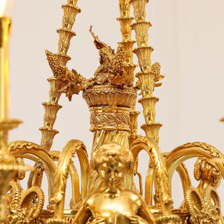 35X41 Inch 9 Lights Baroque Style Cast Copper Angles Antique French Empire Brass Chandelier