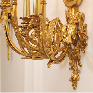 20X35 Inch French Retro Brass Wall Sconce 5 Lights European Style Copper Wall Lamp
