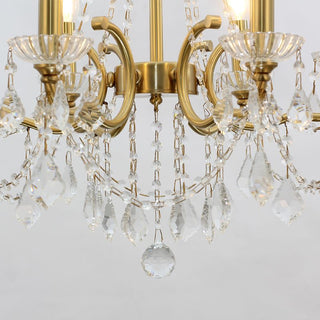 6 Lights Candle Style Brass Chandelier Gold Bedroom Crystal Chandelier