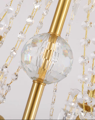 8 Lights Candle Style Small Brass and Crystal Chandelier for Bedroom