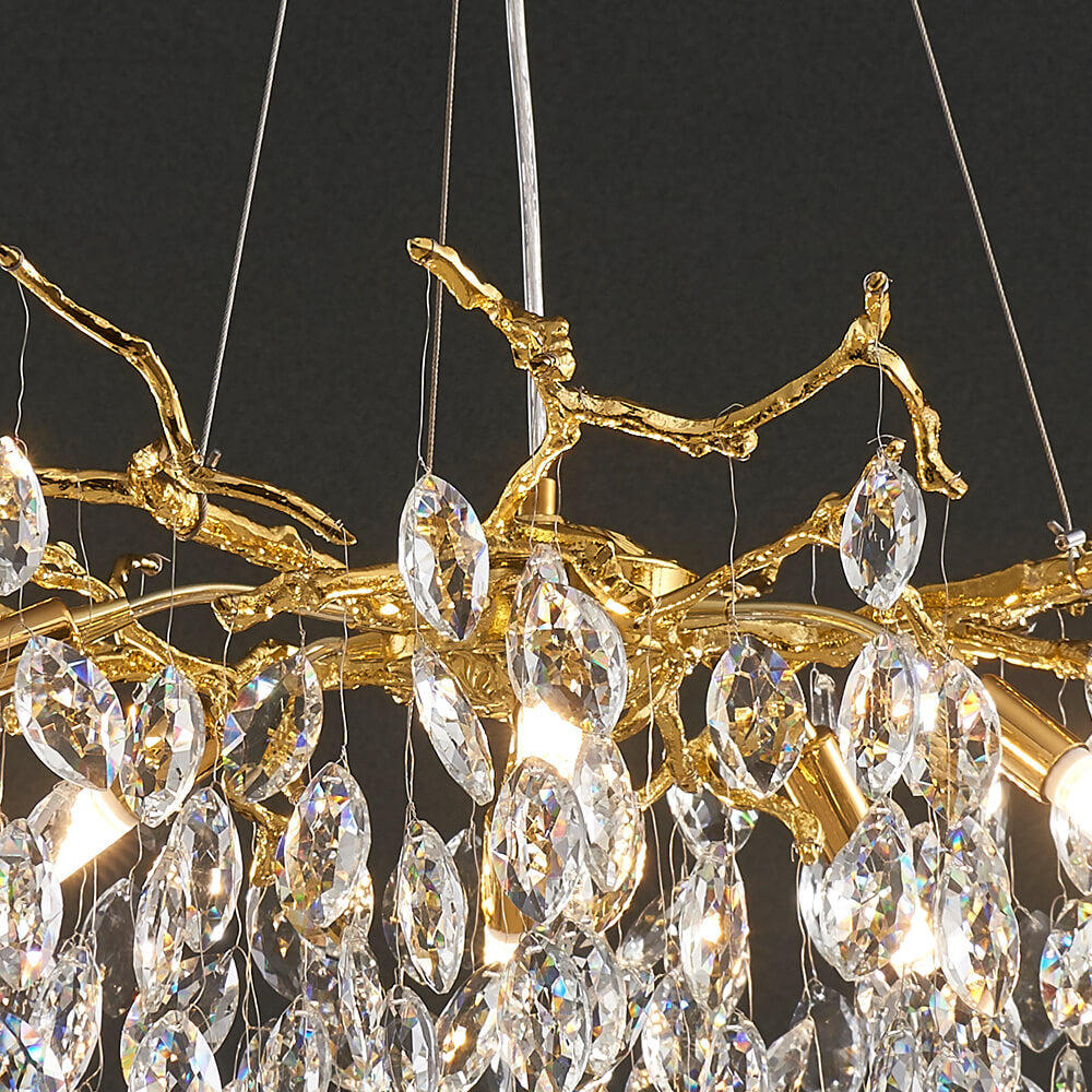 24-40 Inch Gold Tree Branch Chandelier K9 Crystal Chandelier Lighting for Bedroom