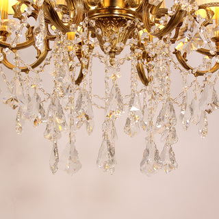 28X28 Inch 6 Lights Candle Style Antique Brass and Crystal Chandelier