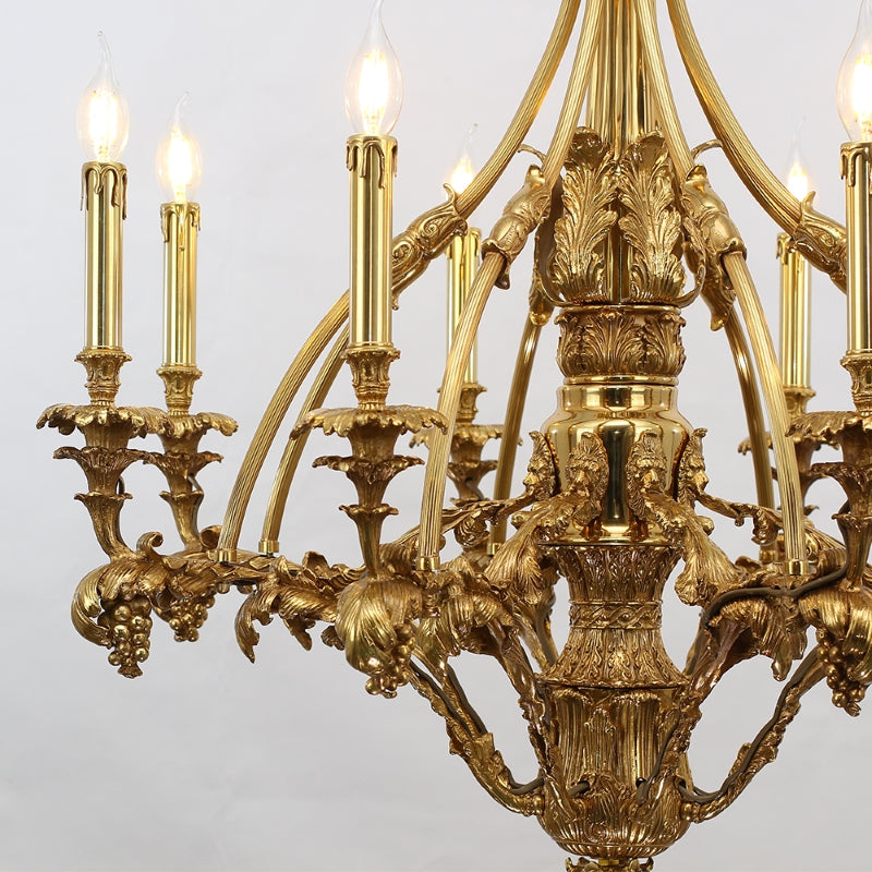 33X31 Inch 8 Lights Small Baroque Style Antique Copper Chandelier