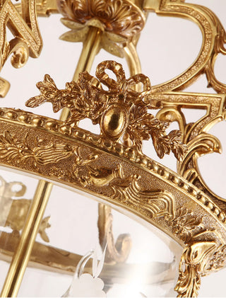 4 Lights Vintage Gold Brass Lantern Pendant Light 15X26 Inch