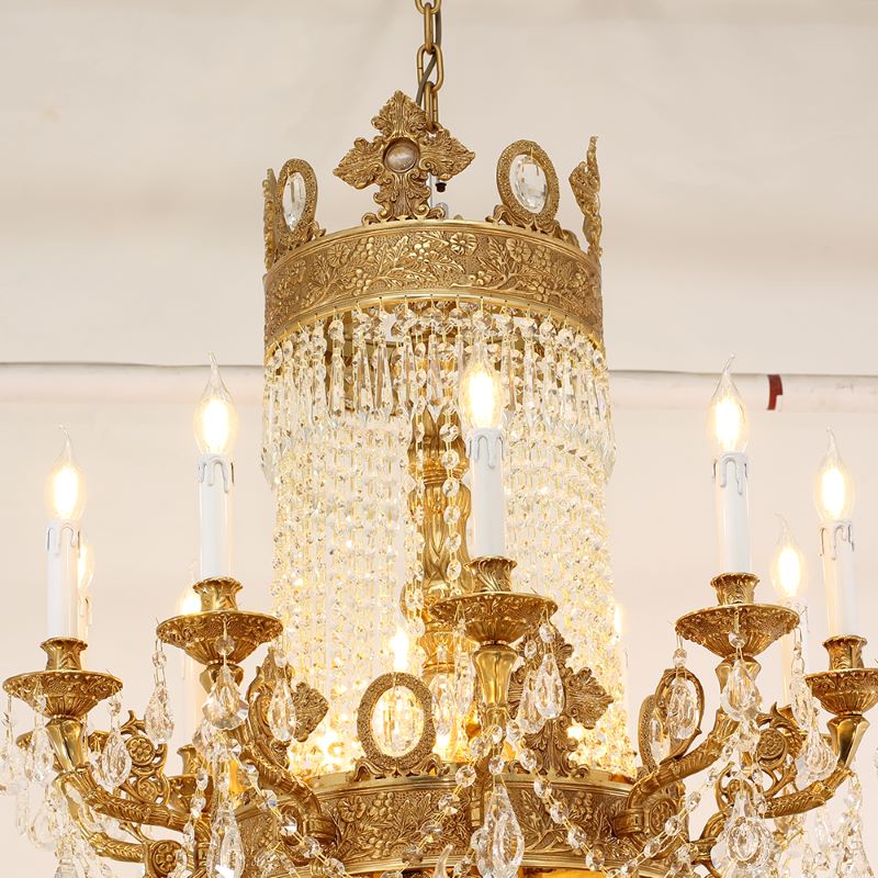 51X67 Inch 42 Lights Big French Empire Brass and Crystal Chandelier for Foyer