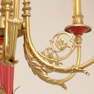 26X23 Inch 6 Lights Rococo Style Antique Copper Chandelier Small Pink Bedroom Chandelier