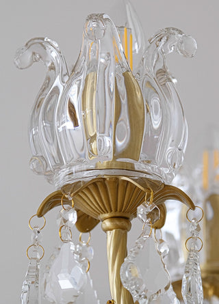 31X27 Inch 8 Lights Candle Style Traditional Chandelier Small Antique Brass and Crystal Chandelier