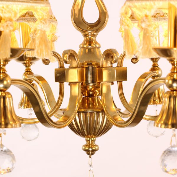 25X24 Inch 6 Light Elegant Antique Brass and Crystal Chandelier Light for Bedroom