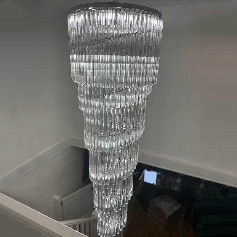 102 Inch Tall Chandelier Modern Spiral Crystal Chandelier for High Ceiling Staircase