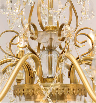 Six Brass Arms Classical Crystal Chandelier Small Gold Chandelier for Bedroom 26X26 Inch