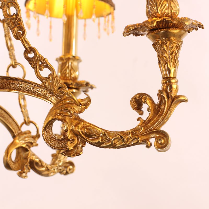 30X30 Inch 6 Lights Baroque Style Antique Copper Chandelier