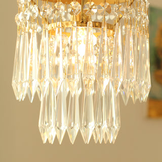 8 Inch Mini Chandelier Antique Brass and Crystal Chandelier for Kitchen