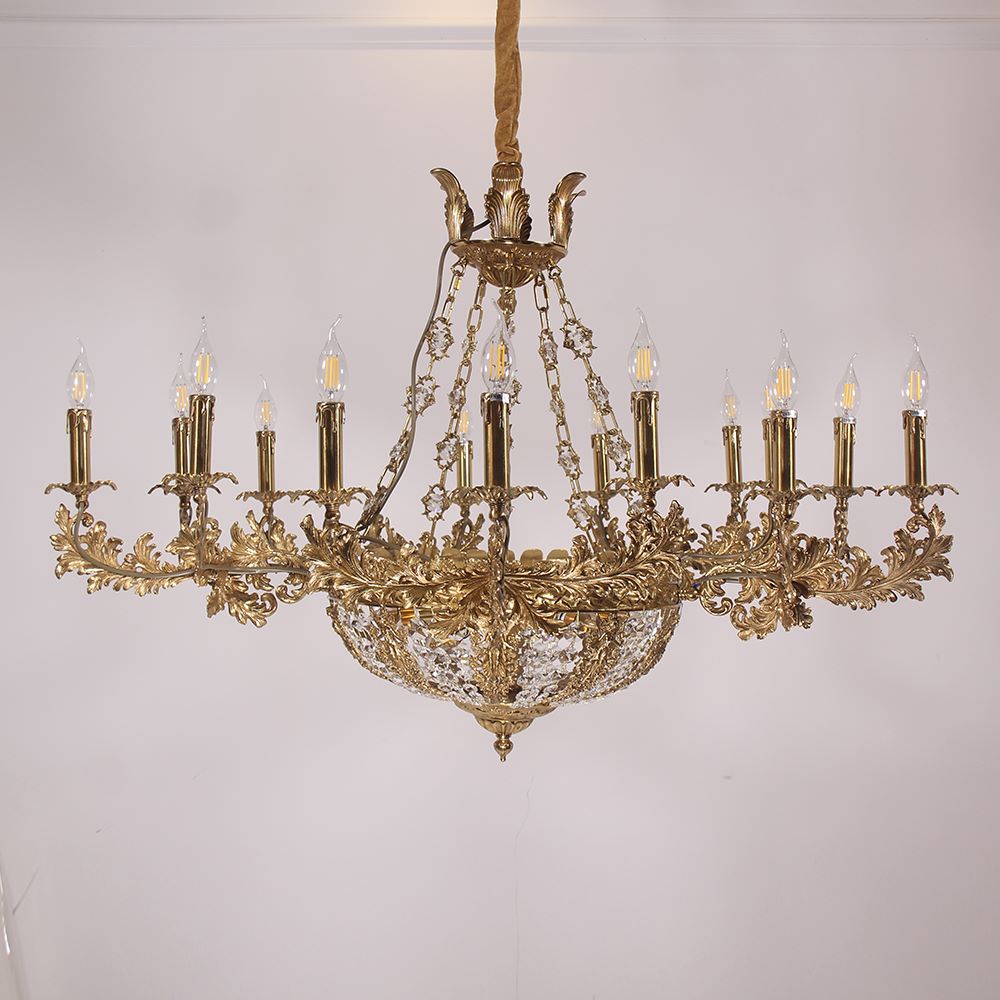 47X31 Inch 20 Lights French Empire Style Brass and Crystal Chandelier Light