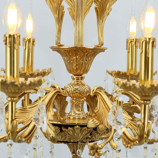24X31 Inch 6 Lights Small Candle Style Brass and Crystal Chandelier Lighting for Bedroom