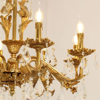 31X31 Inch 8 Lights Small Candle Style Brass and Crystal Chandelier Lighting for Living Room