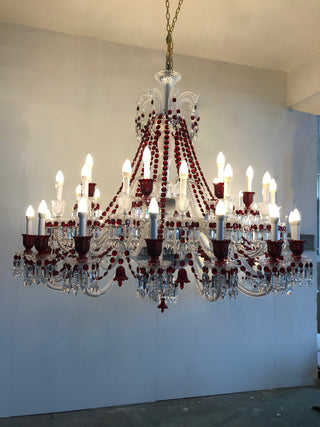 Customize 40 Lights Replica Zenith Chandelier Clear & Red Baccarat Crystal Lighting