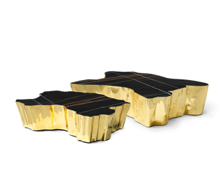 Luxury Patina Brass Coffee Table with Organic Sculptural Design & Handcrafted Finish