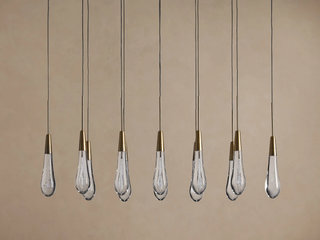 Modern Raindrop Seeded Glass LED Linear Chandelier