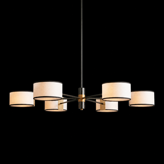 French-Inspired Black & White Fabric Round Chandelier