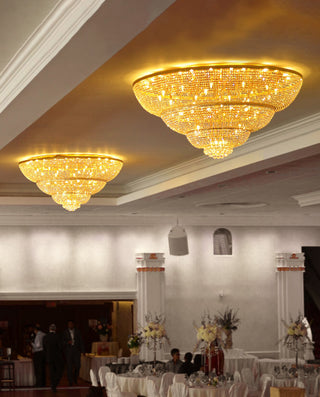 72'' Round Big Flush Mounted Gold Crystal Chandelier for Banquet Hall