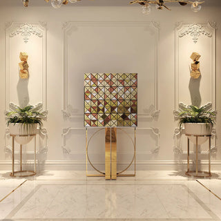 Luxury Geometric Bar Cabinet with Pixel-Inspired Design & Hidden Storage