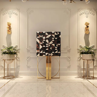 Luxury Geometric Bar Cabinet with Pixel-Inspired Design & Hidden Storage