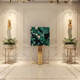 Luxury Geometric Bar Cabinet with Pixel-Inspired Design & Hidden Storage