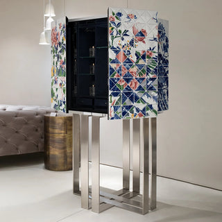 Luxury Geometric Bar Cabinet with Pixel-Inspired Design & Hidden Storage