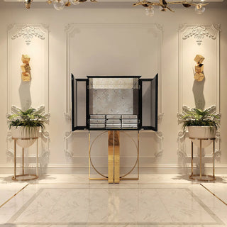 Luxury Geometric Bar Cabinet with Pixel-Inspired Design & Hidden Storage