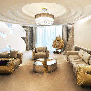 Luxury Oval Dining Table with Sculptural Brass Accents & High Gloss Finish