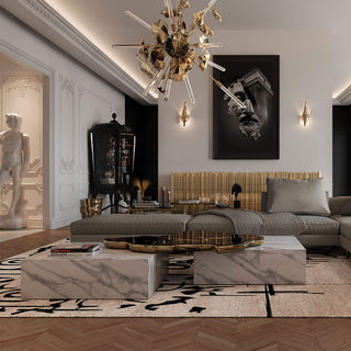 Luxury Black & White Coffee Table with Sculptural Design & High Gloss Finish