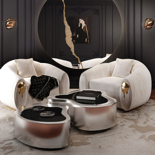 Luxury Hammered Brass Coffee Table with Wave Sculptural Design & Artisan Craftsmanship