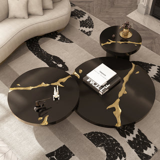 Luxury Gold Coffee Table with Round Glass Top & Sculptural Brass Base