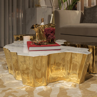 Luxury Patina Brass Coffee Table with Organic Sculptural Design & Handcrafted Finish