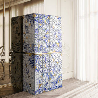Luxury Geometric Bar Cabinet with Pixel-Inspired Design & Hidden Storage