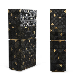 Luxury Walnut Curio Cabinet with Pixel-Inspired Design & Hidden Storage
