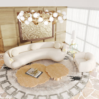 Luxury Patina Brass Coffee Table Set with Round Tiered Tops & Statement Design