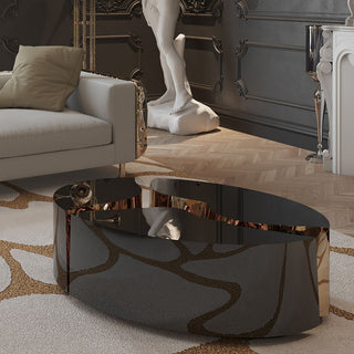 Luxury Oval Dining Table with Sculptural Brass Accents & High Gloss Finish