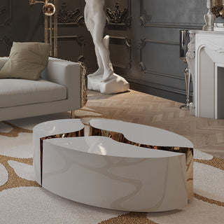 Luxury Oval Dining Table with Sculptural Brass Accents & High Gloss Finish