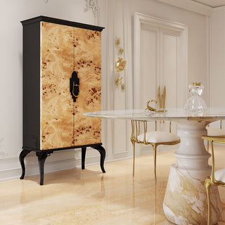 Luxury Sculptural Display Cabinet with Glass Shelves & Designer Storage