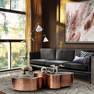Luxury Hammered Brass Coffee Table with Wave Sculptural Design & Artisan Craftsmanship