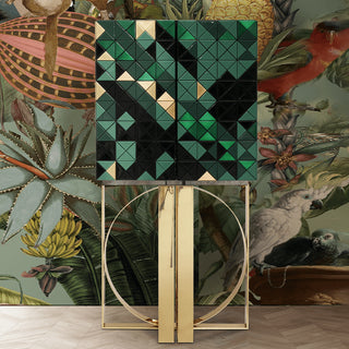 Luxury Geometric Bar Cabinet with Pixel-Inspired Design & Hidden Storage