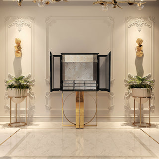 Luxury Geometric Bar Cabinet with Pixel-Inspired Design & Hidden Storage