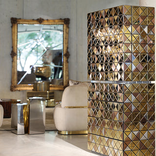 Luxury Walnut Curio Cabinet with Pixel-Inspired Design & Hidden Storage