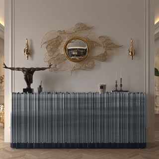 Luxury Brass Sideboard Cabinet with Sculptural Doors & Hidden Storage