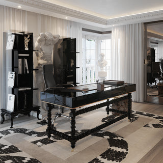 Luxury Tall Bookcase with Smoked Glass Shelves & Modern Display Storage