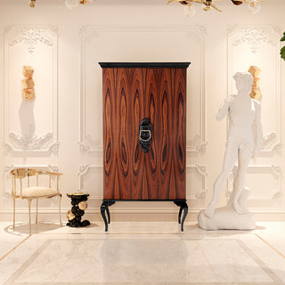 Luxury Sculptural Display Cabinet with Glass Shelves & Designer Storage